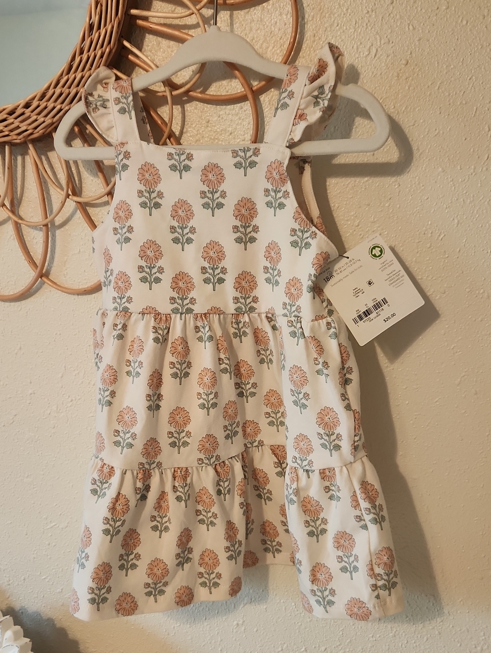Carter's White Dress with Peach Floral Print
